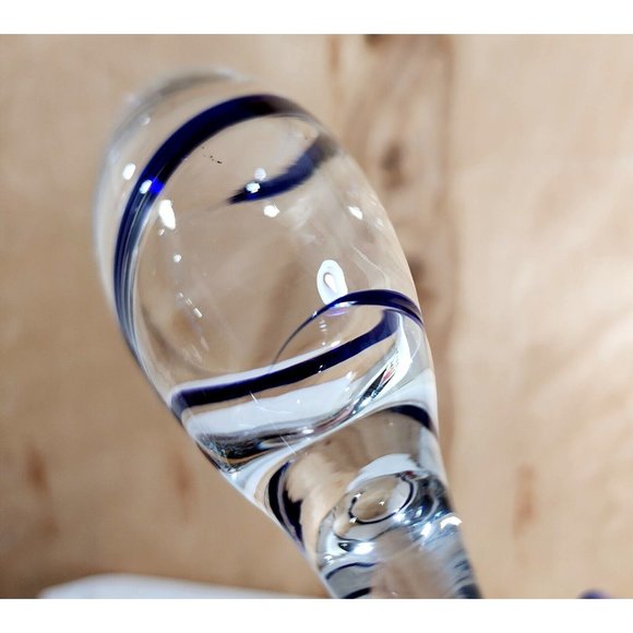 Pier 1 Cobalt Blue Swirline Glass Champagne Flute 10.25" - Picture 3 of 11